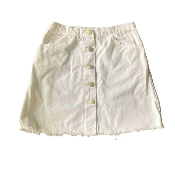 White Denim Button Front Skirt Size Small - Picture 1 of 9